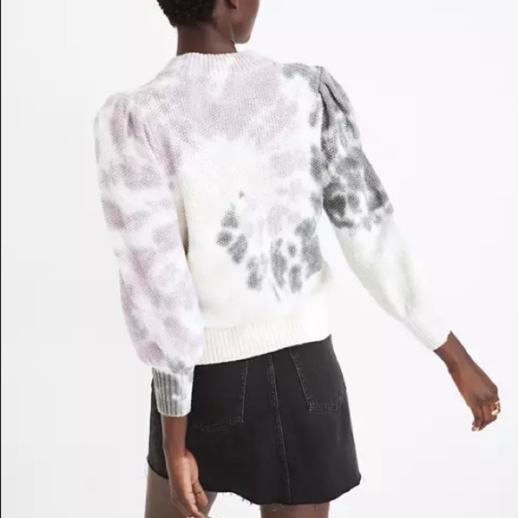Madewell Tie-Dye Puff-Sleeve Sweater Purple Green White Size XS - Picture 3 of 8